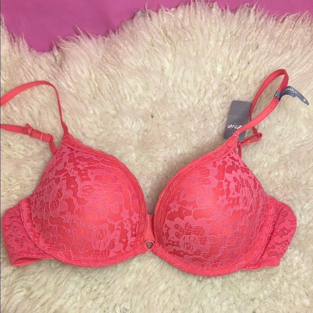 Aerie Elegant Lace Push-Up Bra in Coral NEW!